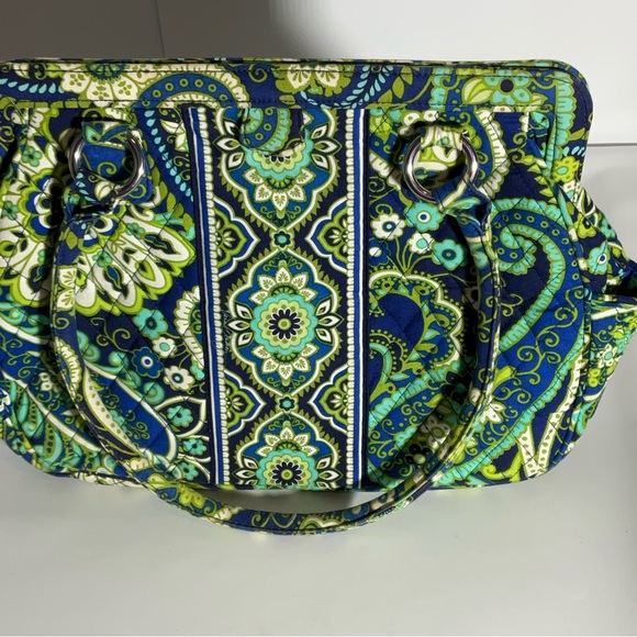 Vera Bradley Rhythm & Blues Structured Shoulder Bag Blue Greens Floral Pattern - Picture 16 of 16